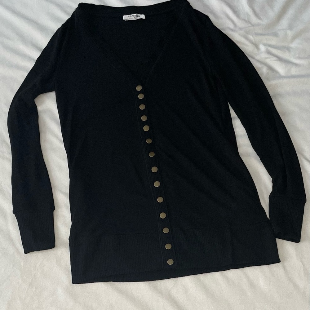 Zenana Black Button Up Sweater